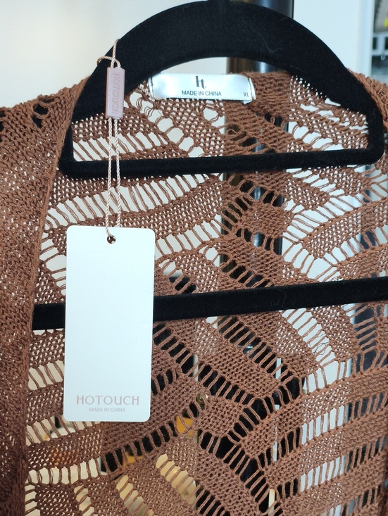 Hotouch Sweaters - NWT HOTOUCH Brown Crochet/Open-Knit Cardigan – XL
